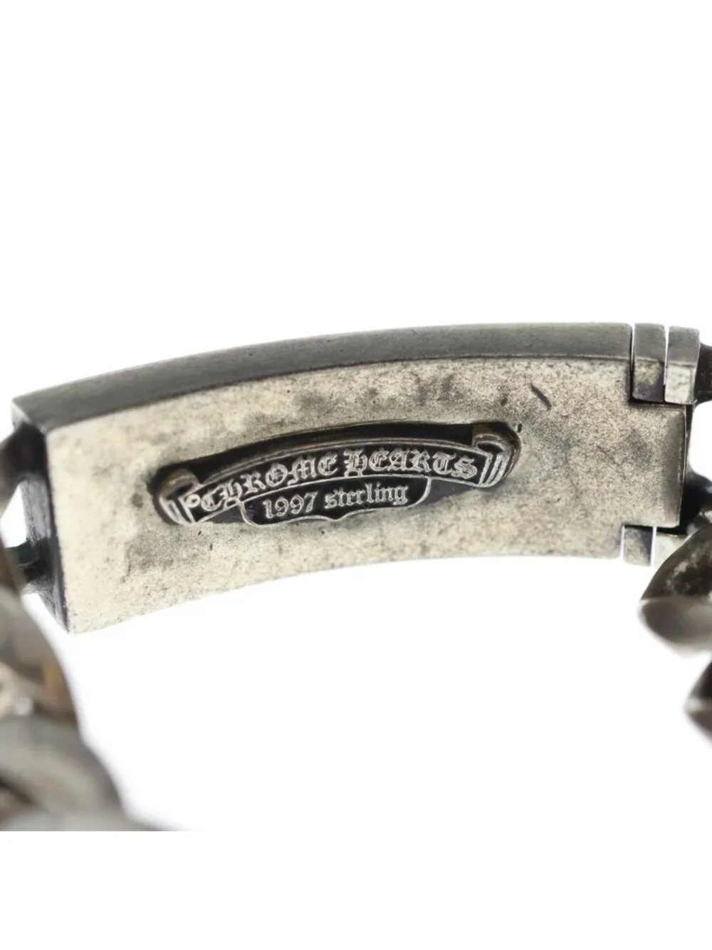 Chrome Hearts ID Floral Crs Cross ID Classic Link Bracelet Silver